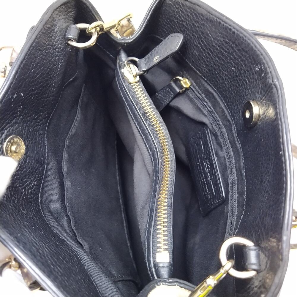 Coach Minetta Black Pebbled Leather Snakeskin Detail Satchel Crossbody Bag - Picture 10 of 16